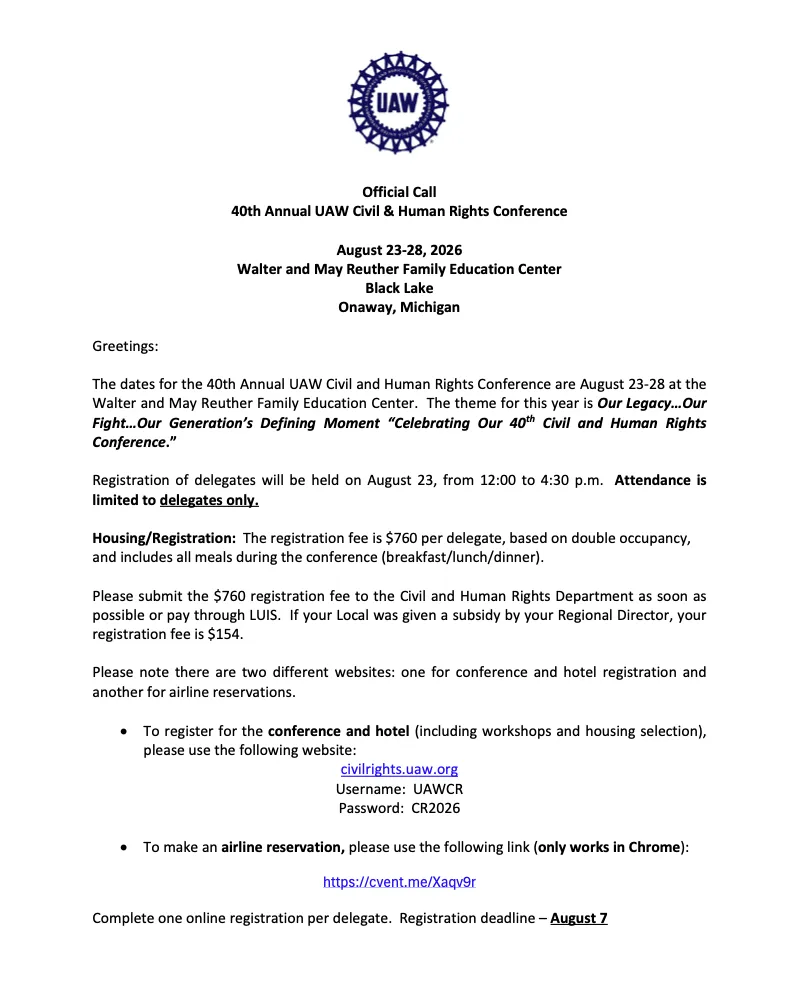 40th Annual UAW Civil & Human Rights Conference